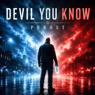 Devil You Know single artwork showing a lone figure between blue and red storm-lit city streets